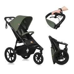   Lionelo Azura Sport Babakocsi Green Forest - Könnyű Összecsukható Sport Babakocsi Városi Használatra