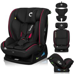   Lionelo Aart i-Size Autósülés 40-150 cm Fekete Karbon Piros - Isofix Gyerekülés Újszülött Kortól, Állítható Fejtámla
