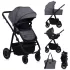 Lionelo Amber Plus 3 az 1-ben Kombinált Babakocsi Szürke Grafit - Mózeskosárral, Sportüléssel és Autósüléssel, Komplett Utazórendszer