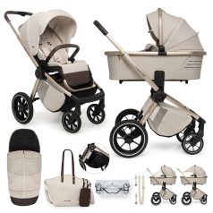   Muuvo KoMuuvo Quick 2in1 Kombinált Babakocsi Szett Boho Brown - Prémium Multifunkciós Rendszer Mózeskosárral és Sportülésselmbinált babakocsi Quick Boho Brown szett 2in1