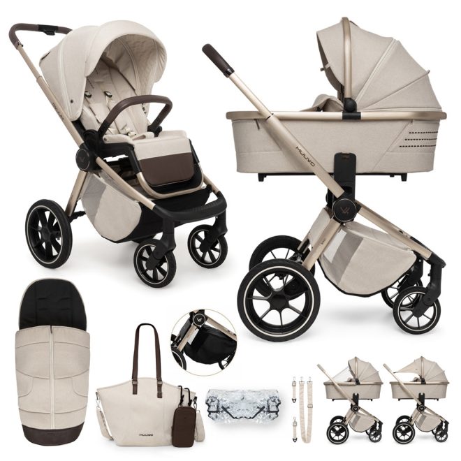 Muuvo KoMuuvo Quick 2in1 Kombinált Babakocsi Szett Boho Brown - Prémium Multifunkciós Rendszer Mózeskosárral és Sportülésselmbinált babakocsi Quick Boho Brown szett 2in1