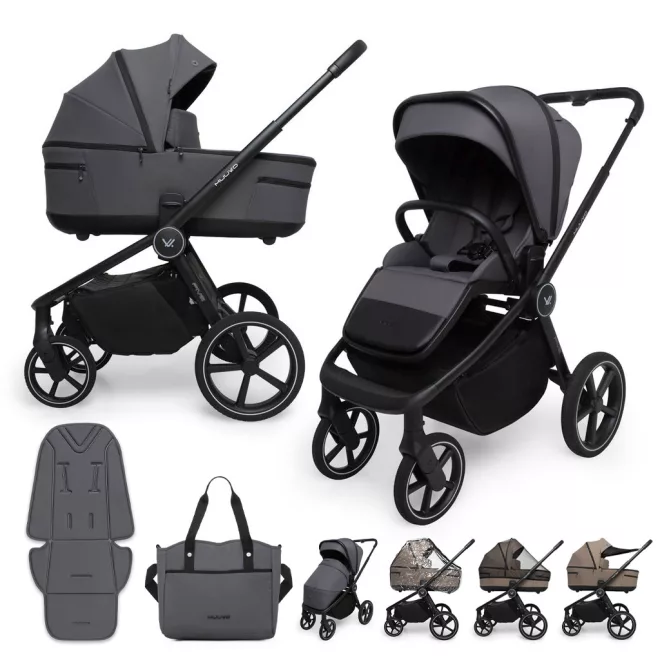 Muuvo Five 2 az 1-ben Iron Graphite Kombinált Babakocsi - Prémium Kényelem, Sokoldalú Megoldás, Babával Való Mindennapokra