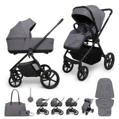   Muuvo One 2 az 1-ben Kombinált Babakocsi Gris - Prémium Babakocsi Mózeskosárral és Sportüléssel, Újszülött Kortól