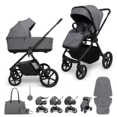   Muuvo One 2 az 1-ben Kombinált Babakocsi Gris - Prémium Babakocsi Mózeskosárral és Sportüléssel, Újszülött Kortól