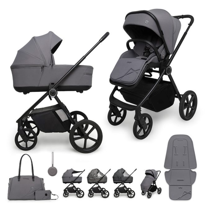 Muuvo One 2 az 1-ben Kombinált Babakocsi Gris - Prémium Babakocsi Mózeskosárral és Sportüléssel, Újszülött Kortól