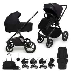   Muuvo One 2 az 1-ben Kombinált Babakocsi Negro - Prémium Babakocsi Mózeskosárral és Sportüléssel, Újszülött Kortól