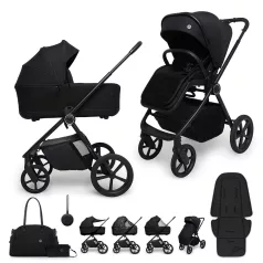   Muuvo One 2 az 1-ben Kombinált Babakocsi Negro - Prémium Babakocsi Mózeskosárral és Sportüléssel, Újszülött Kortól