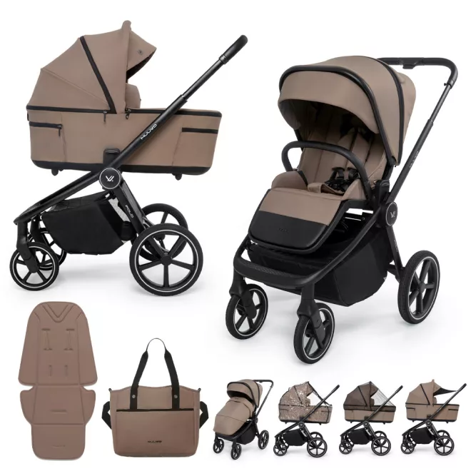 Muuvo Fold Kombinált Babakocsi Mokka - Elegáns 2 az 1-ben Multifunkciós Babakocsi Újszülött Kortól