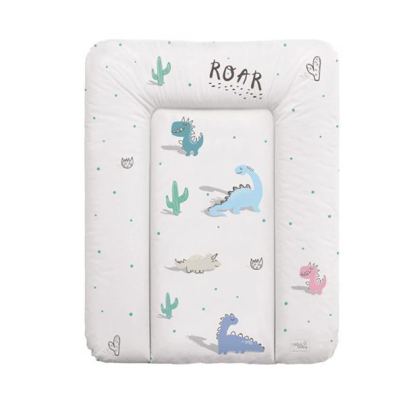 CEBA BABY Pelenkázó Alátét Komódhoz Puha Candy Andy Dino Mintával 50x70cm - Ftalátmentes, Könnyen Tisztítható