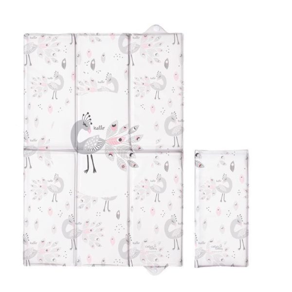 CEBA BABY Pelenkázó Alátét Utazáshoz Lolly Polly Peacock Mintával 40x60cm - Összecsukható, Ftalátmentes és Könnyen Tisztítható