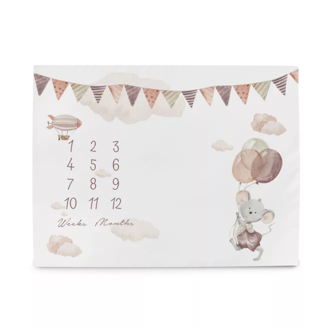 Ceba Baby Basic Mouse Mérföldkő Fotó Alátét 92x72cm - Puha Baba Fotóháttér a Hónapról-Hónapra Fejlődés Megörökítéséhez