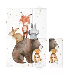   Ceba Baby Pelenkázó Alátét Utazáshoz Basic Forest Friends Mintával 40x60cm - Összecsukható, Ftalátmentes és Könnyen Tisztítható