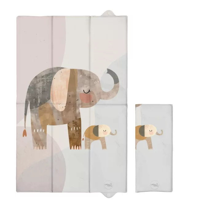 Ceba Baby Basic Elephant Family Utazó Pelenkázó Alátét 80x50cm - Összehajtható, Puha és Könnyen Tisztítható Pelenkázófelület Útközben