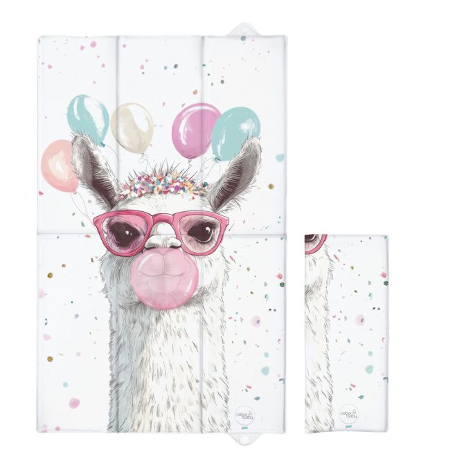 Ceba Baby Basic Crazy Lama Utazó Pelenkázó Alátét 80x50cm - Összehajtható, Puha és Könnyen Tisztítható Pelenkázófelület Útközben