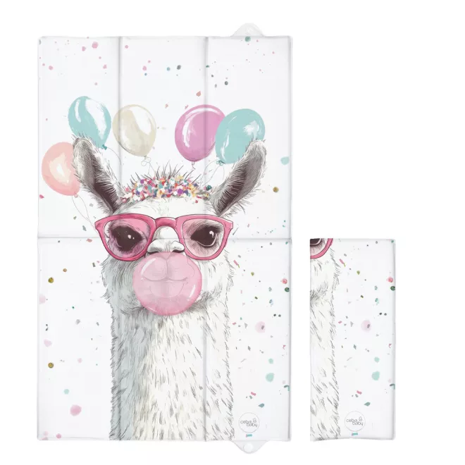 Ceba Baby Basic Crazy Lama Utazó Pelenkázó Alátét 80x50cm - Összehajtható, Puha és Könnyen Tisztítható Pelenkázófelület Útközben