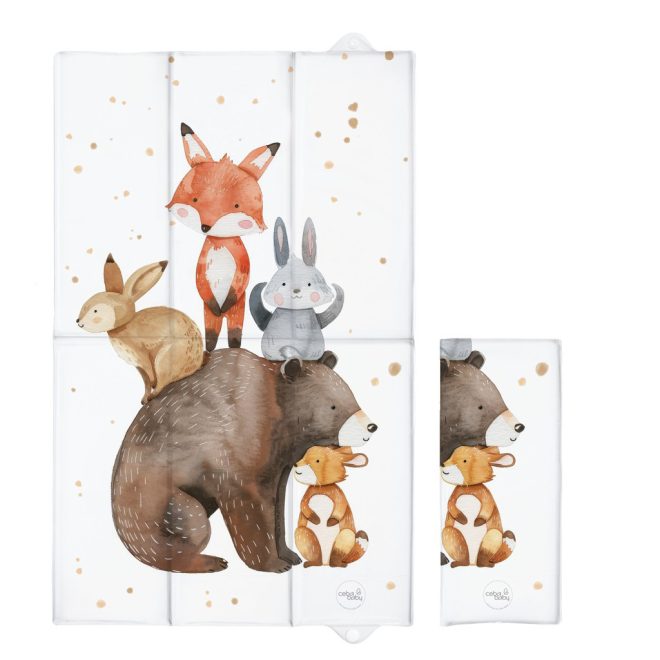 CEBA BABY Pelenkázó Alátét Utazáshoz Basic Forest Friends Mintával 80x50cm - Összecsukható, Ftalátmentes és Könnyen Tisztítható