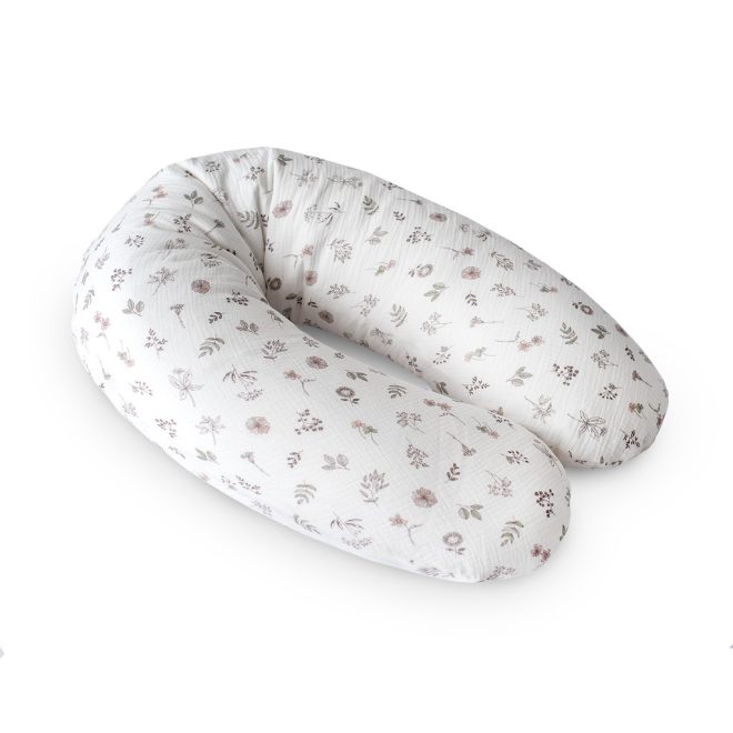 Ceba Baby Cebuška PHYSIO Multi Szoptatós Párna Muszlin Small Twigs Mintával 190cm - Ergonomikus Támasz Szoptatáshoz és Pihenéshez, Kényelmes Kialakítás