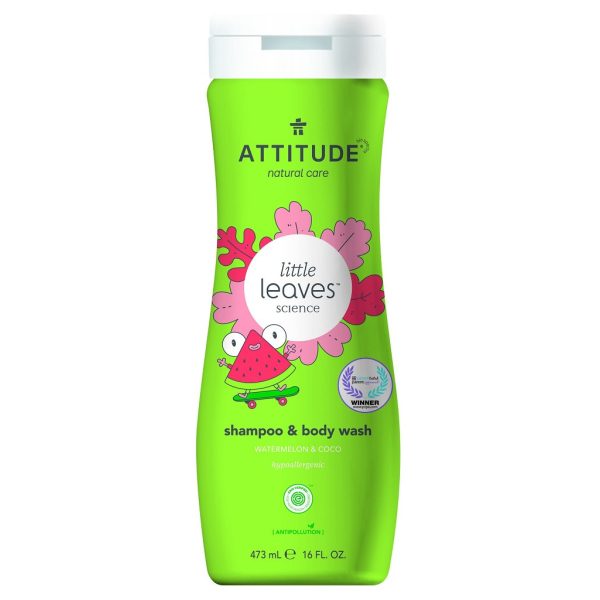 Attitude Little Leaves 2 az 1-ben Gyermek Szappan és Sampon - Dinnye és Kókusz Illattal, Természetes Ápolás 473ml