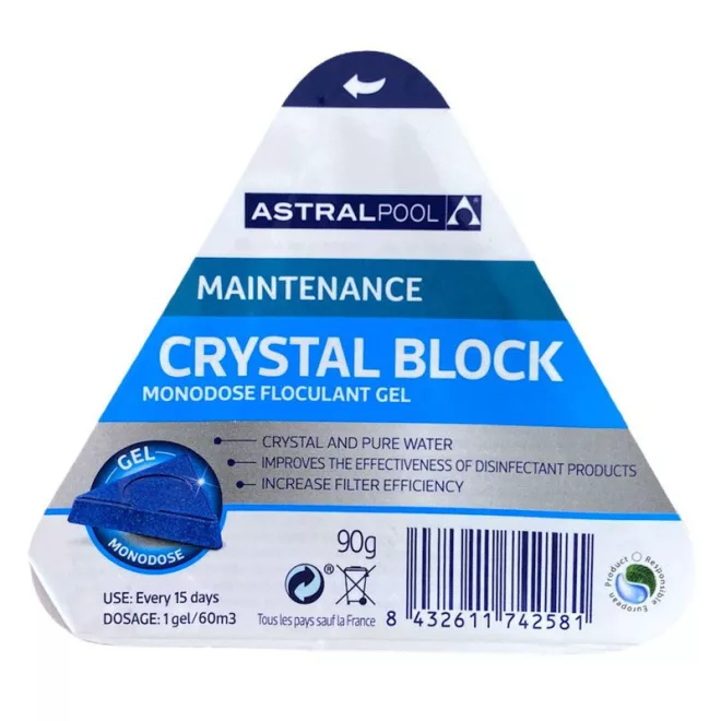 Astralpool Crystal Block Pelyhesítő Gél Szkimmerbe - Pool Gel Tisztító Gél Medencékhez, Kristálytiszta Vízért és Hatékony Szűrésért