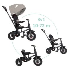  QPlay Rito Air Gel Összecsukható Tricikli - Szürke, 10-72 Hónapos Korig - Pneumatikus Gumikerekekkel, Állítható Háttámlával és UPF 50+ Napellenzővel