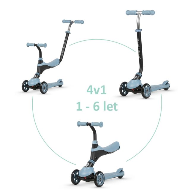 QPlay Sema 2in1 Gyerek Futóbicikli És Roller Blue - Átalakítható Tanuló Jármű 1-6 Éves Korig 50kg Terhelhetőséggel