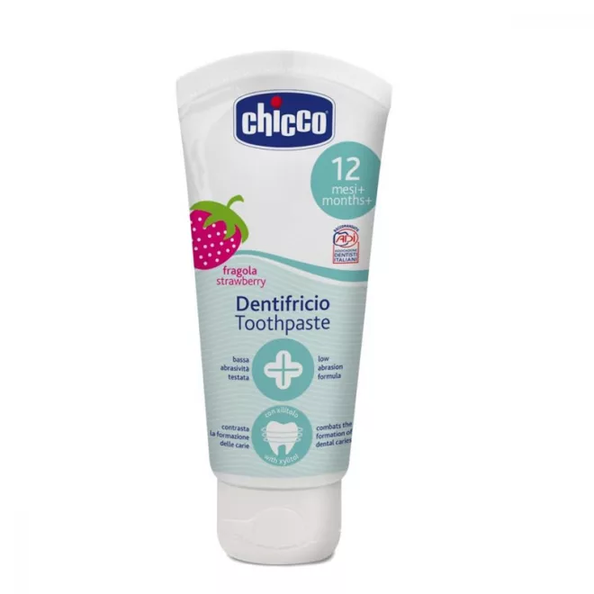 Chicco Fluoridmentes Fogkrém Eper Ízesítéssel 50ml - 12 Hónapos Kortól, Gyengéd Tisztítás és Kíméletes Ápolás