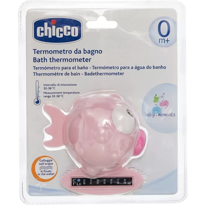 Chicco Fürdővíz Hőmérő Halacska - Rózsaszín, Biztonságos Víz-Hőmérséklet Mérő Baba Fürdetéshez