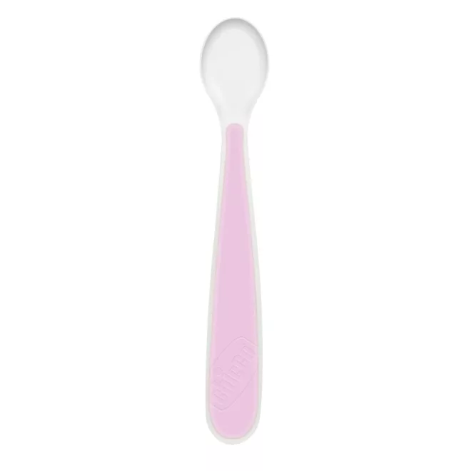 Chicco Rózsaszín Szilikon Kanál 2db 6 Hónapos Kortól - Kíméletes Első Kanál Babáknak