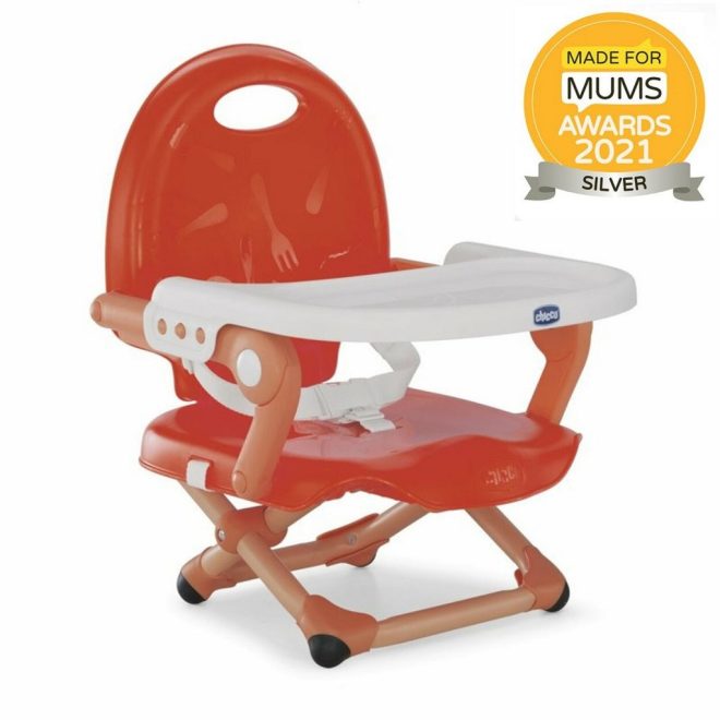 Chicco Pocket Snack Hordozható Ülésmagasító Pipacs Piros - Kompakt, Állítható Magasságú és Könnyen Tisztítható Székmagasító Etetéshez és Utazáshoz