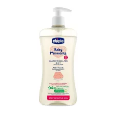   Chicco Baby Moments Sensitive Micellás Sampon Hajra és Testre Adagolóval 500ml - 94% Természetes Összetevőkkel, Gyengéd Tisztítás Érzékeny Bababőrre, Újszülött Kortól
