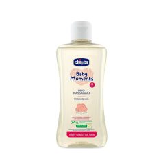   Chicco Baby Moments Sensitive Masszázsolaj Pamutkivonattal és E-vitaminnal - 74% Természetes Összetevőkkel, Gyengéd Baba Masszázshoz