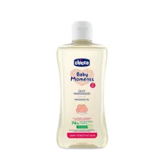   Chicco Baby Moments Sensitive Masszázsolaj Pamutkivonattal és E-vitaminnal - 74% Természetes Összetevőkkel, Gyengéd Baba Masszázshoz