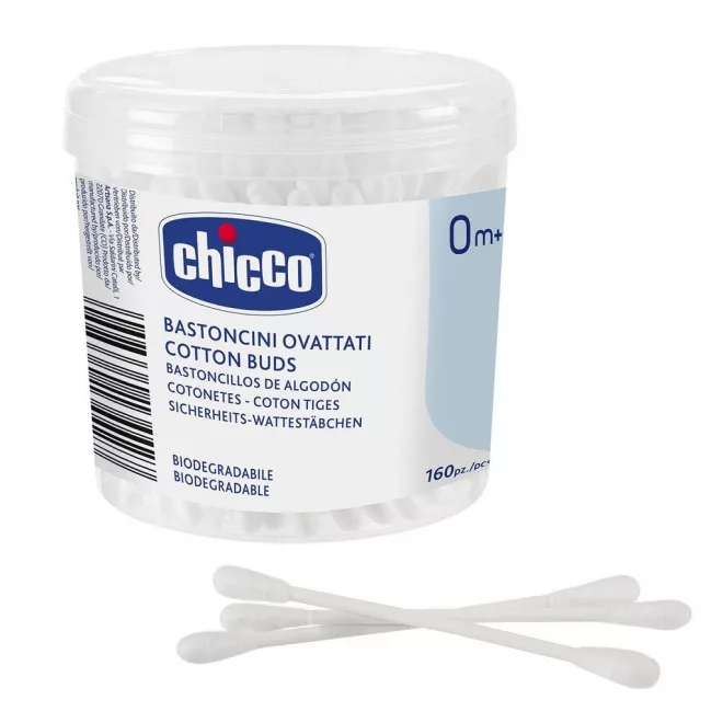 Chicco Vattapálcikák 100% Pamut 160db - Gyengéd Babaápoláshoz és Mindennapi Higiéniához