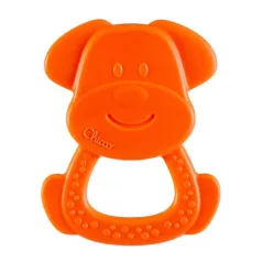   Chicco Eco+ Kutya Charlie Rágóka Narancssárga 3 Hónapos Kortól - Környezetbarát BPA-mentes Babarágóka Fogzáshoz