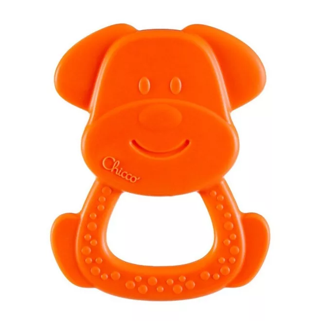 Chicco Eco+ Kutya Charlie Rágóka Narancssárga 3 Hónapos Kortól - Környezetbarát BPA-mentes Babarágóka Fogzáshoz