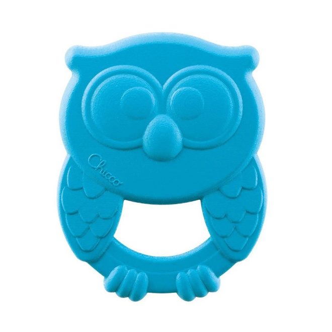 Chicco Eco+ Bagoly Owly Rágóka Kék 3 Hónapos Kortól - Környezetbarát BPA-mentes Babarágóka Fogzáshoz