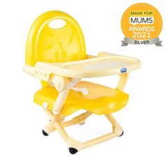   Chicco Pocket Snack Hordozható Ülésmagasító Saffron - Kompakt, Állítható Magasságú és Könnyen Tisztítható Székmagasító Etetéshez és Utazáshoz