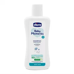   Chicco Baby Moments Sampon 200ml - 92% Természetes Összetevőkkel, Gyengéd Tisztítás Érzékeny Bababőrre, Újszülött Kortól