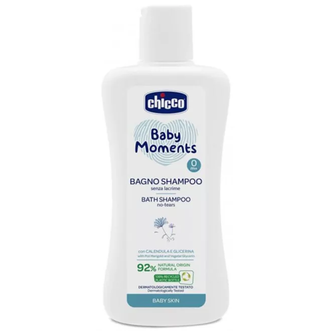 Chicco Baby Moments Könnymentes Fürdető és Sampon Körömvirág és Növényi Glicerinnel 200ml Újszülött Kortól