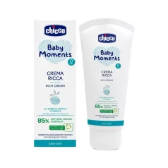   Chicco Baby Moments Tápláló Krém 100ml - 85% Természetes Összetevőkkel, Újszülött Kortól, Intenzív Bőrápolás Babáknak