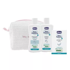   Chicco Baby Moments Kozmetikai Táska Cipzárral - Rózsaszín Babaápoló Szett Praktikus Utazótokban