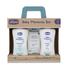   Chicco Baby Moments Ajándék Kozmetikai Szett Újszülötteknek Újszülött Kortól - Gyengéd Babakozmetikumok Praktikus Ajándékcsomagban