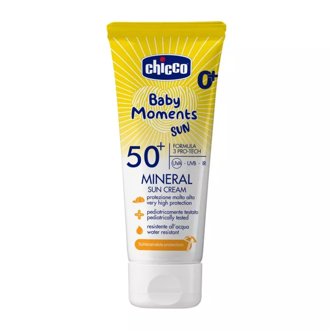 Chicco Gyermek Napozó Krém Ásványi Összetevőkkel SPF50+ 75ml Újszülött Kortól - Magas Fényvédelemmel Érzékeny Baba Bőrre