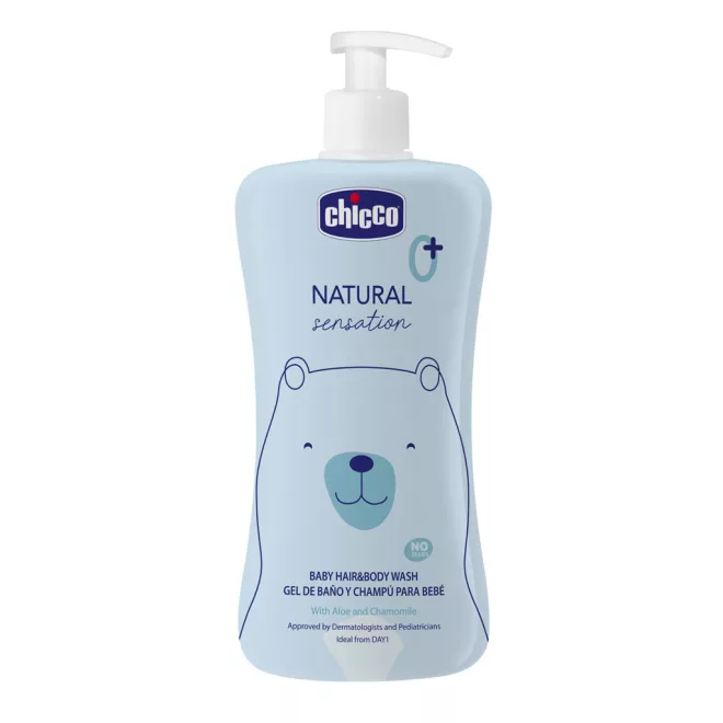 Chicco Sampon Hajra és Testre Natural Sensation Aloe-val és Kamillával 500ml Újszülött Kortól - Gyengéd Babaápoláshoz Érzékeny Bőrre Ajánlott
