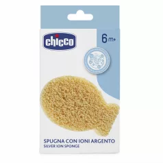   Chicco Szivacs Ezüstionokkal a Mosáshoz 6 Hónapos Kortól - Gyengéd Tisztításhoz és Kényelmes Fürdetéshez