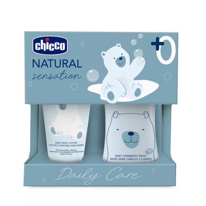 Chicco Natural Sensation Daily Care Ajándék Kozmetikai Szett Újszülött Kortól - Mindennapi Gyengéd Babaápoláshoz Érzékeny Bőrre Ajánlott