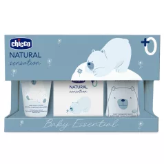   Chicco Natural Sensation Baby Essential Ajándék Kozmetikai Szett Újszülött Kortól - Gyengéd Babaápoláshoz Érzékeny Bőrre Ajánlott