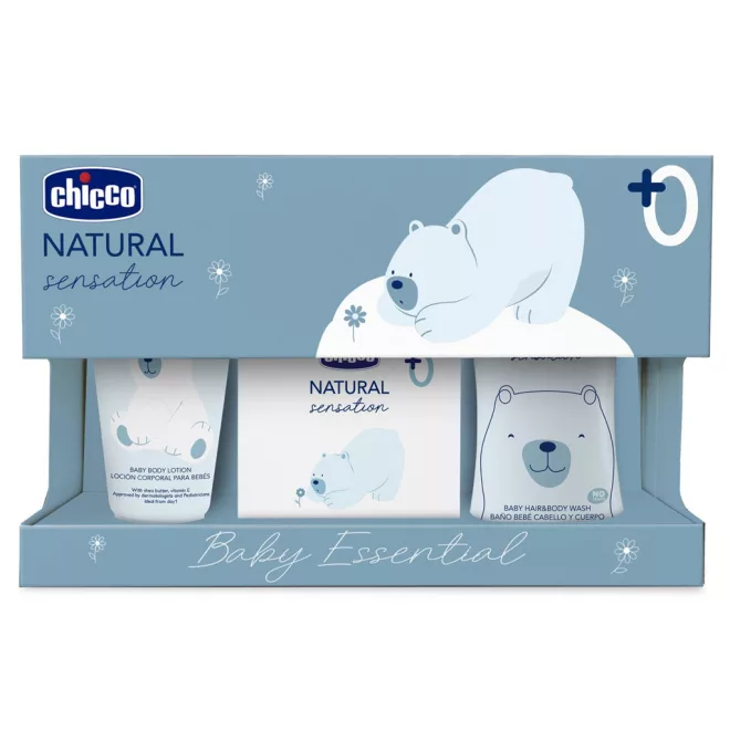 Chicco Natural Sensation Baby Essential Ajándék Kozmetikai Szett Újszülött Kortól - Gyengéd Babaápoláshoz Érzékeny Bőrre Ajánlott