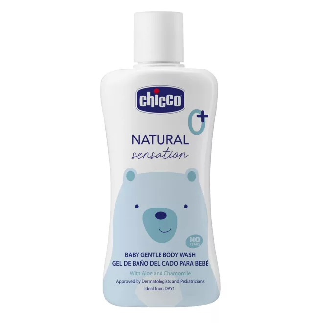 Chicco Natural Sensation Testápoló Sampon Aloe-val és Kamillával 200ml Újszülött Kortól - Gyengéd Babaápoláshoz Érzékeny Bőrre Ajánlott