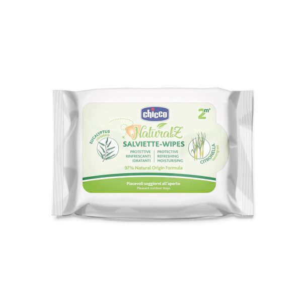 Chicco Szúnyogriasztó és Frissítő Kendők 97% Természetes Összetevőkkel 20db, 2 Hónapos Kortól